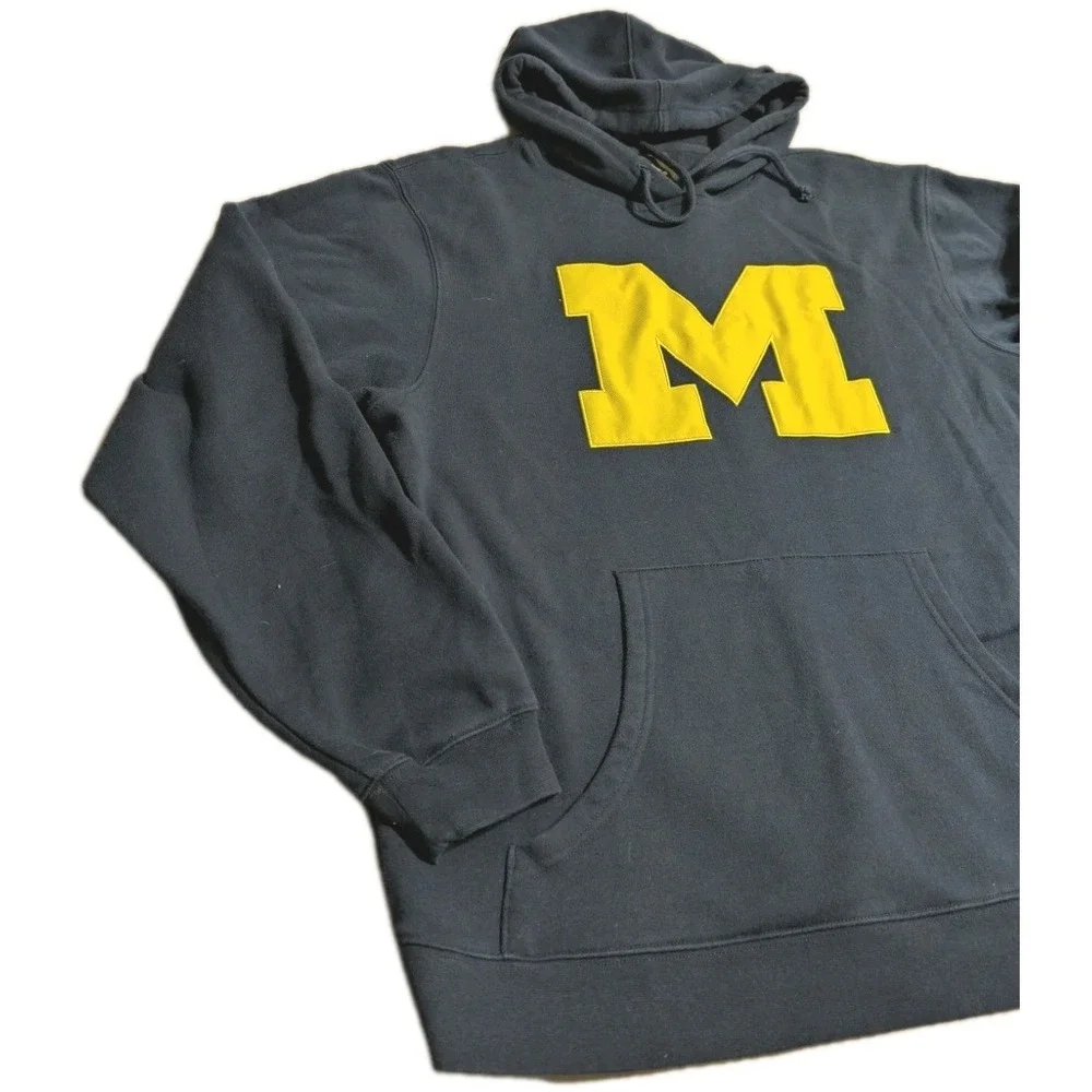 Adidas‎ Michigan Wolverines Hoodie Navy Yellow Pullover Sweatshirt Small